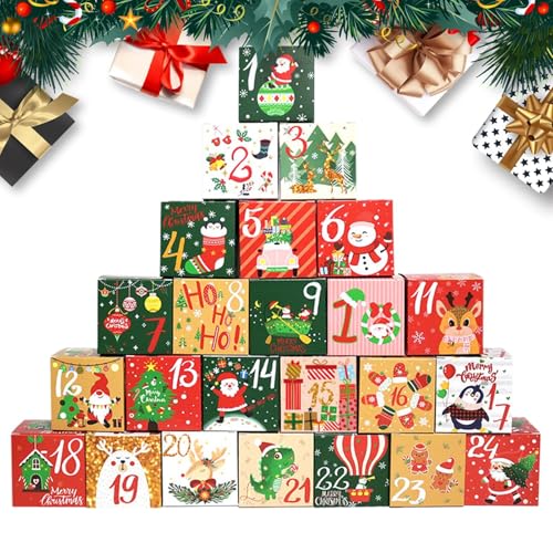 Ceprznvey Christmas Countdown Kalender Box - 24 Tage Weihnachts Countdown Leere Boxen - Dekofigur Für Schreibtisch Kinder Mädchen Geschwister Freunde von Ceprznvey