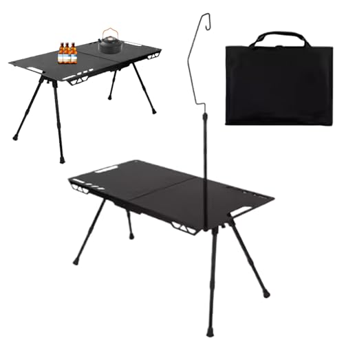Ceprznvey Folding Camping Table, Adjustable Height Picnic Table, Aluminum Alloy Outdoor, Lightweight Portable Design, Foldable for Travel Beach BBQ Hiking, 31.5x15.75x11.81–16.54 von Ceprznvey
