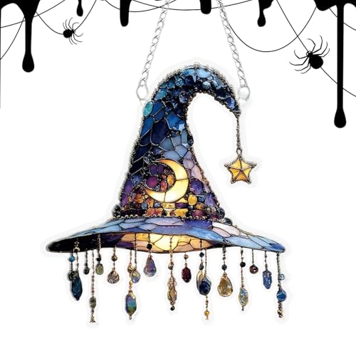 Ceprznvey Hexenhut Dekoration – Halloween-Ornament für die Anzeige von Bäumen und Fenstern | Acryl mit 2D-Design, leichte Hängedekoration für die Gartentür, Ceprznvey Hexenhut Dekoration – Halloween-Ornament für die Anzeige von Bäumen und Fenstern | Acryl mit 2D-Design, leichte Hängedekoration für die Gartentür, von Ceprznvey