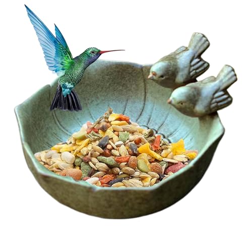 Ceprznvey Keramik-Vogeltränke - Garten Outdoor Vogelbad Mit Futterschale - Gartenschale Vogelbad Für Vögel Eichhörnchen Insekten Auf Rasen Und Terrasse von Ceprznvey