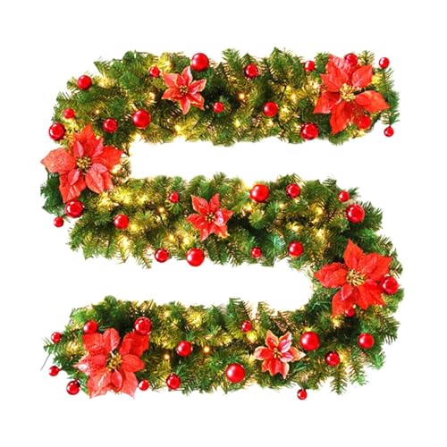 Ceprznvey Weihnachtslicht-Girlande, künstliche Weihnachtsgirlande, 2,7 m, rote Blumendekoration, Rattan, Gründekoration für Tische und Veranden Ceprznvey Weihnachtslicht-Girlande, künstliche Weihnachtsgirlande, 2,7 m, rote Blumendekoration, Rattan, Gründekoration für Tische und Veranden von Ceprznvey