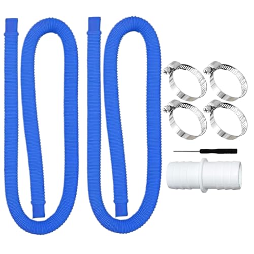 Ground Pool Hoses, Spa Vacuum Tubes, Flexible PP Material, Clamp Connector Kit Included, Manual Cleaning and Waterfall Use, 39.37x1.26 Inches, Blue White, 1 Set with Accessories von Ceprznvey