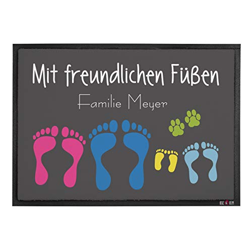 Cera & Toys® Fußmatte 50 x 70 cm Mit freundlichen Füßen und Ihrem Namen von Cera & Toys