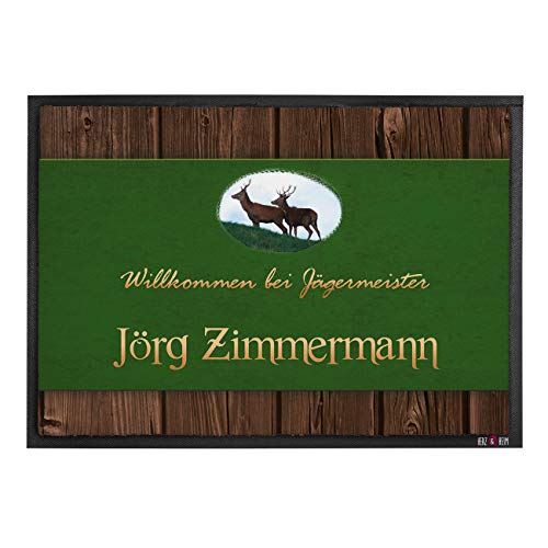 Cera & Toys® Jägergeschenk Fußmatte mit Namen und Wunschtext - individuell gestaltbar 60 cm x 40 cm (B/H) von Cera & Toys