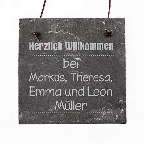 Cera & Toys® Türschild aus Naturschiefer mit eigenem Wunschtext zum Selbstgestalten von Cera & Toys