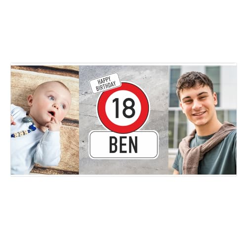 Cera & Toys® Verkehrszeichen Riesen Banner zum Geburtstag mit Wunschnamen 0,80 m x 1,60 m (Fotos) von Cera & Toys