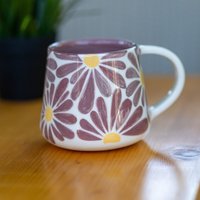 Blumen Kaffeetasse, Handgemachte Große Tasse, Keramik Kaffeetasse von CeraBien