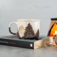 Camper-Becher | Wald Kaffeetasse Rustikale Waldbaum-Kaffeetasse Aus Keramik - Handgefertigt Und Kunstvoll Dekoriert Camper-Becher | Wald Kaffeetasse Rustikale Waldbaum-Kaffeetasse Aus Keramik - Handgefertigt Und Kunstvoll Dekoriert von CeraBien