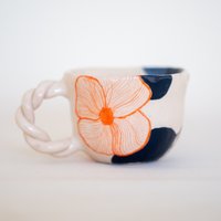 Florale Teetasse Kaffeetasse, Handgemachte Keramik Keramiktasse Mit Blumendekor von CeraBien