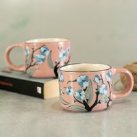 Frühlingserwachen - Handgefertigter Kirschblütenbecher, Kunstvolle Keramiktasse von CeraBien