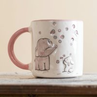 Kaffeetasse Mit Elefant Und Hase - Keramiktasse, Bunte Handgefertigte Keramiktasse Einzigartiges Geschenk von CeraBien