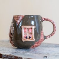 Keramik-Kaffeetasse, Keramiktasse | Vintage Hausskulptur Kaffeetasse Halloween-Geschenkidee von CeraBien