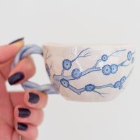Keramikbecher, Blaue Keramik Kaffee - Und Teetasse, Blumenbecher von CeraBien