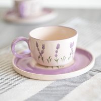Lavendel | Dekor Kaffee Tee Tasse Blumen Entworfen Lila Details Blumen-Kaffeetasse Und Untertasse Handgefertigte Geschenkidee von CeraBien