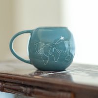 Reisetasse, Handgemachte Keramiktasse, Weltkarte-Kaffeetasse von CeraBien
