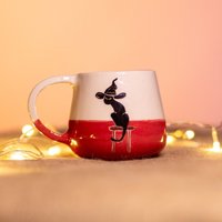 Schwarze Katzentasse, Hexenhut-Halloween-Tasse, Handgemachte Keramiktasse, Hallowen-Tasse von CeraBien