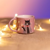Schwarze Katzentasse, Vampire Kaffeetasse, Hexen-Katzentasse, Handgemachte Keramiktasse, Hallowen-Tasse von CeraBien