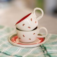 Wassermelone Kaffeetassen-Set, Summer Vibes Design Espressotasse, Handgefertigte Rote Kaffeetasse 2Er-Set Wassermelone Kaffeetassen-Set, Summer Vibes Design Espressotasse, Handgefertigte Rote Kaffeetasse 2Er-Set von CeraBien