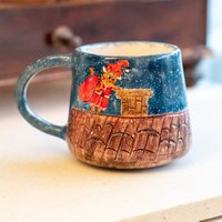 Weihnachtskatzen Kaffeetasse - Handgefertigter Keramikbecher, Weihnachtsgeschenkidee von CeraBien