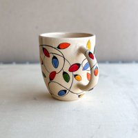Weihnachtslichter Kaffeetasse, Handgemachte Keramik Noel Geschenkidee von CeraBien