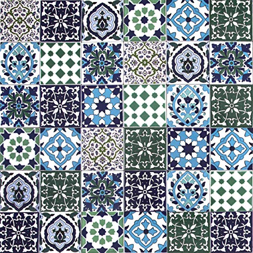 Cerames Orientalische Marokkanische Keramikfliesen Muhit - dekorative Mosaikfliesen für das Badezimmer, die Küche, unter Treppen, Terrasse | Tunesische farbige Keramikfliesen 10x10 cm von Cerames