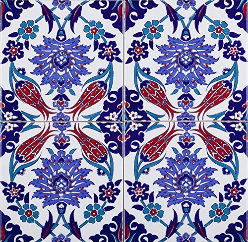 Cerames Makbule- Keramische Wandfliesen für Bad und Küche im Mosaikstil - 1 Packung mit 12 dekorativen Fliesen (0,48m2) aus der Türkei - 20x20 cm - Ideal für Rückwand Küche oder Wandfliesen Bad von Cerames