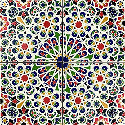 Cerames Orientalische Marokkanische Keramikfliesen Mattullah - dekorative Mosaikfliesen für das Badezimmer, die Küche, unter Treppen, Terrasse | Marokkanische farbige keramische fliesen 20x20 cm von Cerames