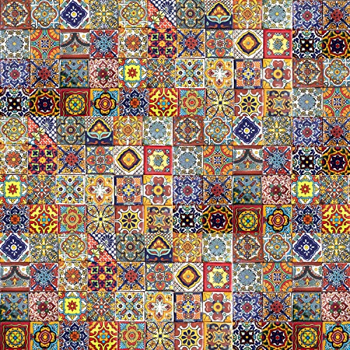 Cerames Mexikanische Keramische Fliesen Caliente - 120 dekorative mexikanische mosaik fliesen für Badezimmer, Küche, Dusche, Treppen, Küchenrückwand | Keramikmosaikfliesen 5x5 cm von Cerames
