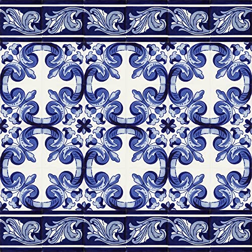 Cerames Mexikanische Keramische Fliesen Mariposa - 30 dekorative mexikanische mosaik fliesen für Badezimmer, Küche, Dusche, Treppen, Küchenrückwand | Keramikmosaikfliesen 10,5x10,5 cm von Cerames