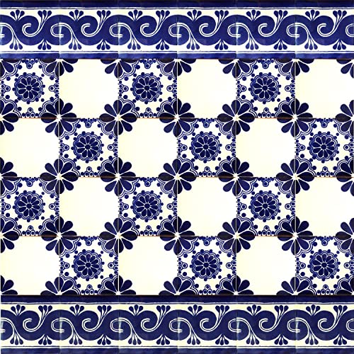 Cerames Mexikanische Keramische Fliesen Mirta - 30 dekorative mexikanische mosaik fliesen für Badezimmer, Küche, Dusche, Treppen, Küchenrückwand | Keramikmosaikfliesen 10,5x10,5 cm von Cerames