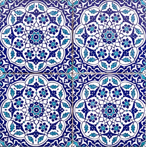 Cerames Taner- Keramische Wandfliesen für Bad und Küche im Mosaikstil - 1 Packung mit 12 dekorativen Fliesen (0,48m2) aus der Türkei - 20x20 cm - Ideal für Rückwand Küche oder Wandfliesen Bad von Cerames