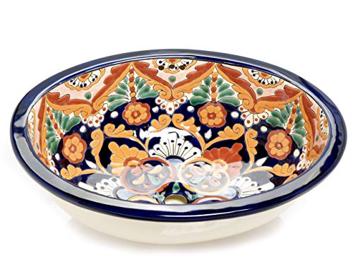 Dina - Oranges Mexikanisches Ovales Waschbecken | Oval Einbauwaschbecken mit Rand | Keramik Talavera Einbau/Unterbau Waschbecken aus Mexiko Dina - Oranges Mexikanisches Ovales Waschbecken | Oval Einbauwaschbecken mit Rand | Keramik Talavera Einbau/Unterbau Waschbecken aus Mexiko von Cerames