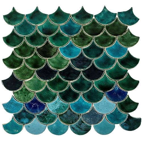 Fächer Fischschuppenfliesen Fischschuppenfliesen "See im Tal" - Mosaik fliese keramik fischschuppen förmige für küchenrückwand und Bad aus der Serie "Wasser" packung mit 49 Fliesen 10,2 x 9 cm Fächer Fischschuppenfliesen Fischschuppenfliesen "See im Tal" - Mosaik fliese keramik fischschuppen förmige für küchenrückwand und Bad aus der Serie "Wasser" packung mit 49 Fliesen 10,2 x 9 cm von Cerames