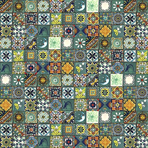 Cerames Mexikanische Keramische Fliesen Verdicino - 120 dekorative mexikanische mosaik fliesen für Badezimmer, Küche, Dusche, Treppen, Küchenrückwand | Keramikmosaikfliesen 5x5 cm von Cerames