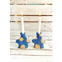 Bunte Shabbat-Kerzenständer, Keramikkerzenhalter, Kerzenständer, Kerzenhalter, Wohnkultur Geschenk von CeramicArtbyLucy