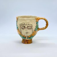 Einzigartige Keramiktasse, Becher Liebhaber Geschenk, Handgemachtes Gelbe Tasse, Goldtassen, Handgemachte Kaffeetassen, Niedliche Keramik Bemalte von CeramicArtbyLucy