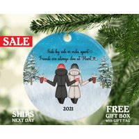 Beste Freunde Weihnachten Ornament Soul Schwestern Für 2 Bff Geschenk, Besties Abstand Freundschaft Keramik Aquarell Winter Urlaub Beste Freunde Weihnachten Ornament Soul Schwestern Für 2 Bff Geschenk, Besties Abstand Freundschaft Keramik Aquarell Winter Urlaub von CeramicOrnamentsUS