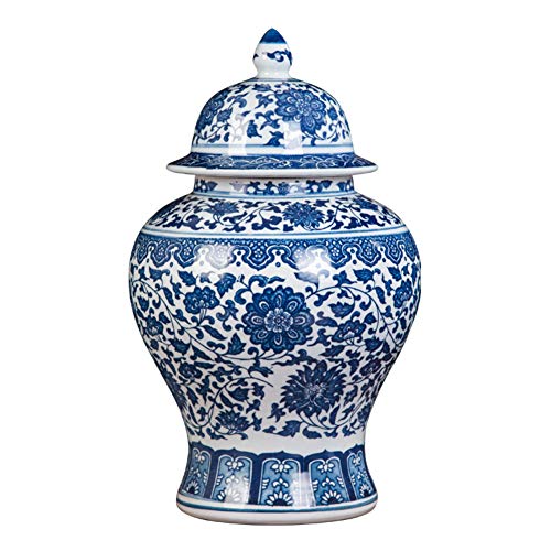 Antik Porzellan Vase Blau Und Weiß Keramikplatten Blumenvase Tempel Jar Vase Hand Gemacht China Ming-Stil Für Zuhause Dekoration Wohnzimmer-c H37cmxw22cm von CeramicVase