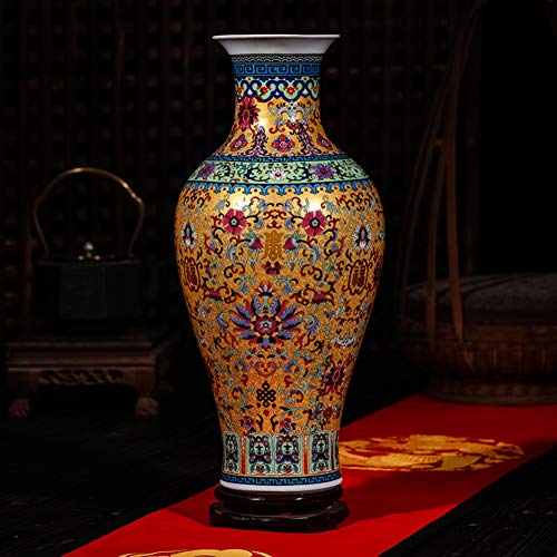 Große Traditionellen Porzellan Vase Chinesische vase Antik Keramikvase Mit Basis Dekorative Porzellan Vase Moderne Nach Hause herzstück Bunt Chinesische vase-B H46cmxW20cm von CeramicVase