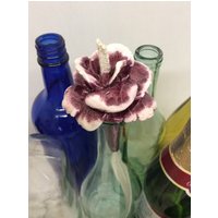 1 Burgunder Rose Handgemachte Einzelstück Keramik Dochthalter Diy Öllampe Recycling Glasflaschen Kerze Flamme Innendekoration Baumwolldocht von CeramicWickHolders