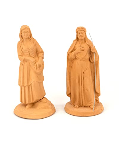 2 Krippenfiguren aus Keramik von Caltagirone, Schäferhund und Mädchen, ideal zum Basteln und Basteln von Ceramiche Azzaro & Romano Caltagirone