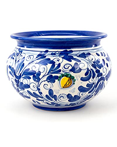 Blauer Blumentopf aus Keramik von Caltagirone, handgefertigt von Ceramiche Azzaro & Romano Caltagirone