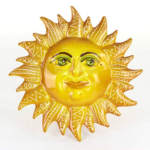 Ceramiche Azzaro & Romano Caltagirone Sizilianische Sonne zum Aufhängen, Durchmesser 21 cm, handgefertigt, hergestellt in Italien (sole2) von Ceramiche Azzaro & Romano Caltagirone