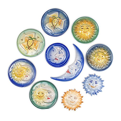 Trinacria, Sonne und Mond aus Keramik von Caltagirone, von Hand verziert, Gruppe 10, verschiedene Artikel Trinacria, Sonne und Mond aus Keramik von Caltagirone, von Hand verziert, Gruppe 10, verschiedene Artikel von Ceramiche Azzaro & Romano Caltagirone