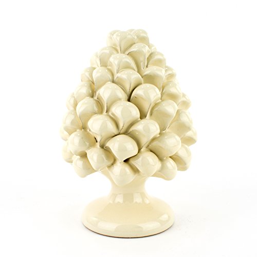 Zapfen aus Keramik von Caltagirone – Creme – H 15 cm – komplett handgefertigt – 100 % Made in Italy von Ceramiche Azzaro & Romano Caltagirone