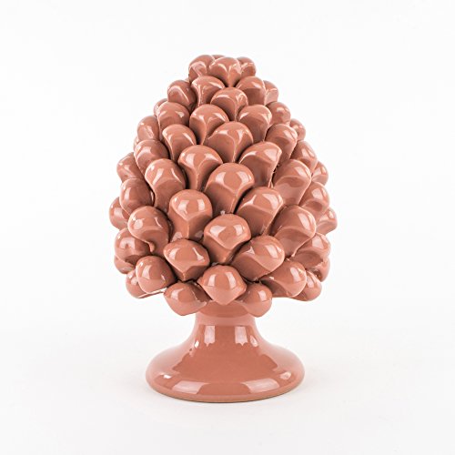 Zapfen aus Keramik von Caltagirone – Rosa – H 20 cm – komplett handgefertigt – 100 % Made in Italy von Ceramiche Azzaro & Romano Caltagirone