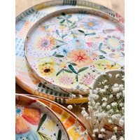 Handgetöpferte Keramik Blumen Teller von CeramicoByZelis