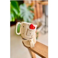 Valentinstag Becher, V-Day Handgemachte Keramiktasse Mit Gold von CeramicoByZelis