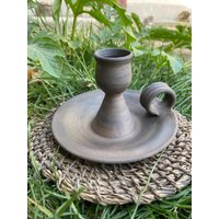 Taper Kerzenhalter Mittelalter Dekor Keramik von CeramicsByPustovit