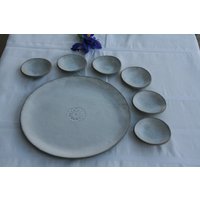 Pessach Keramik Teller - Passahfest Creme Glasiert Geschirr Geschenkidee Jejuda von CeramicsBySigi
